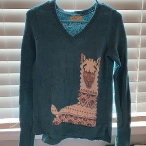Teal Hollister Llama Sweater